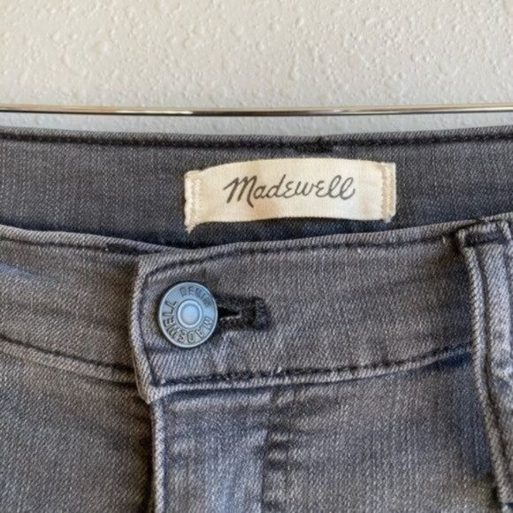 Madewell 9” Mid Rise Boho Washed Grey Essential Skinny Raw Hem Jeans - Picture 4 of 12